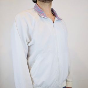 90’s White Reebok with Plaid Collar Windbreaker